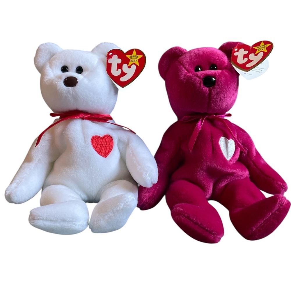 TY Beanie Babies Rare Valentino (1994) with errors & Valentina (1998) – Vintage